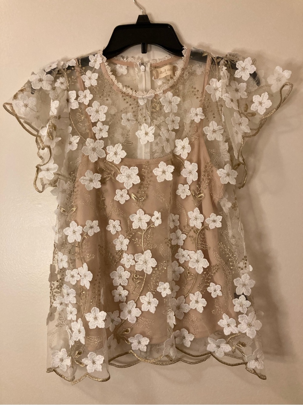 Altar’d State 3D floral sheer mesh top with camisole